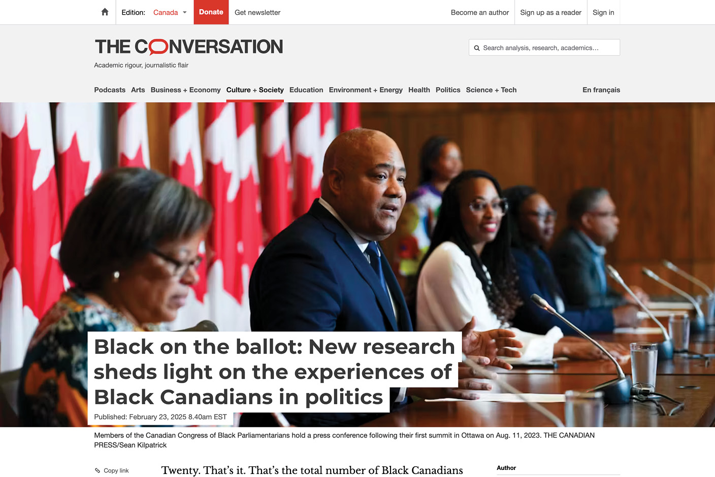 Black on the Ballot featured in The Conversation